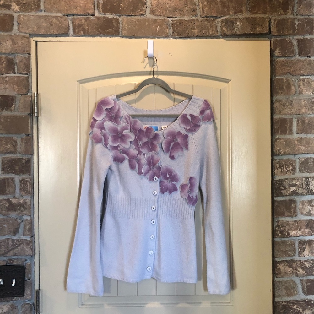 Anthropologie Flower Cardigan